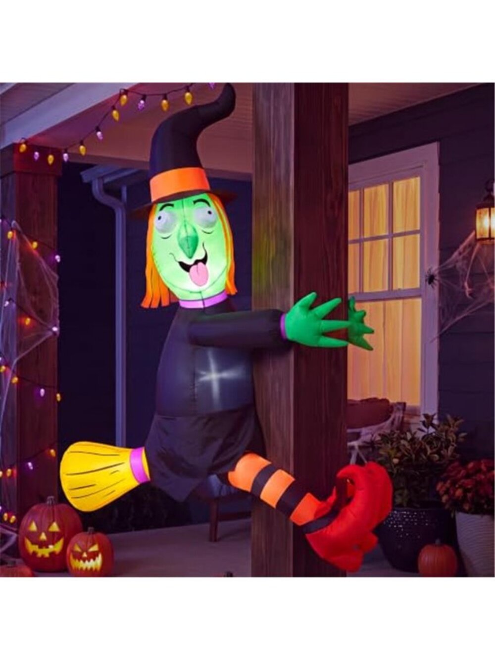 4FT Halloween Inflatable Witch with Build-in LED Lights - Outdoor Blow